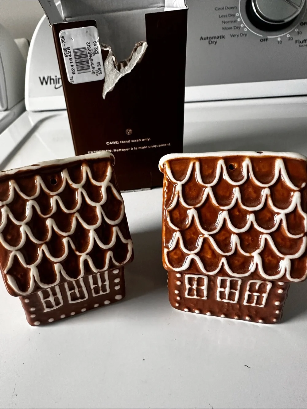 Pottery Barn Gingerbread House Decorative Salt & Pepper Shakers - Brown